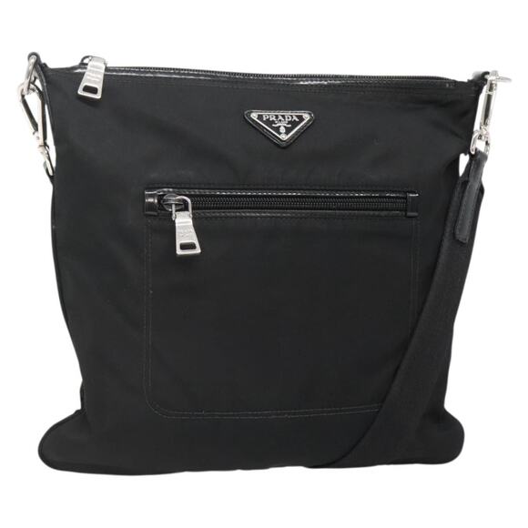 PRADA Shoulder Bag Nylon Black Silver - Picture 1 of 12